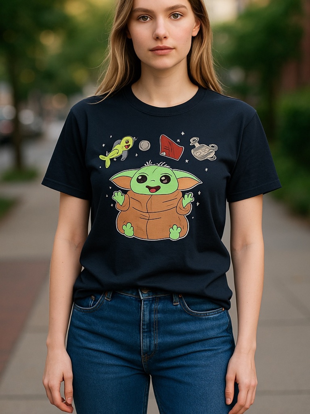 Star Wars Navy Blue Grogu Graphic Tee